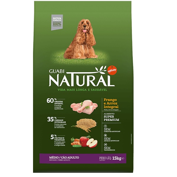 GUABI NATURAL ADULTO FRANGO PORTE MEDIO 12KG