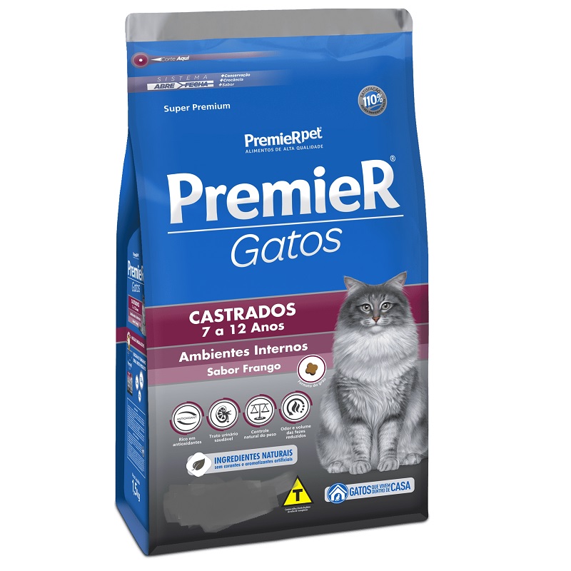 PREMIER GATO CASTRADO 7 A 12 ANOS FRANGO 1,5KG 64,90