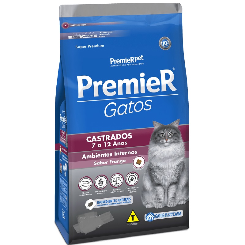 PREMIER GATO ADULTO PELOS LONGOS FRANGO 500G 21,90